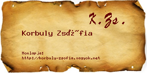 Korbuly Zsófia névjegykártya